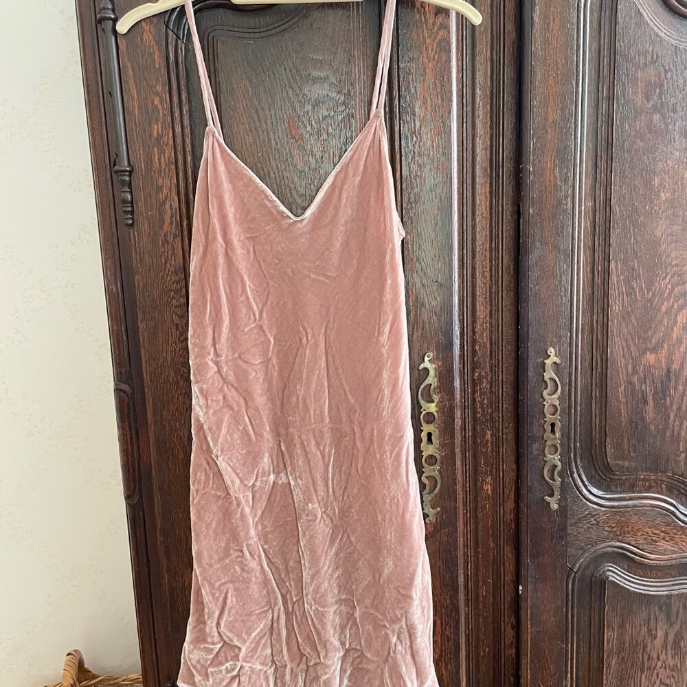 Reformation Pink Velvet Mini Slip Dress Size Small